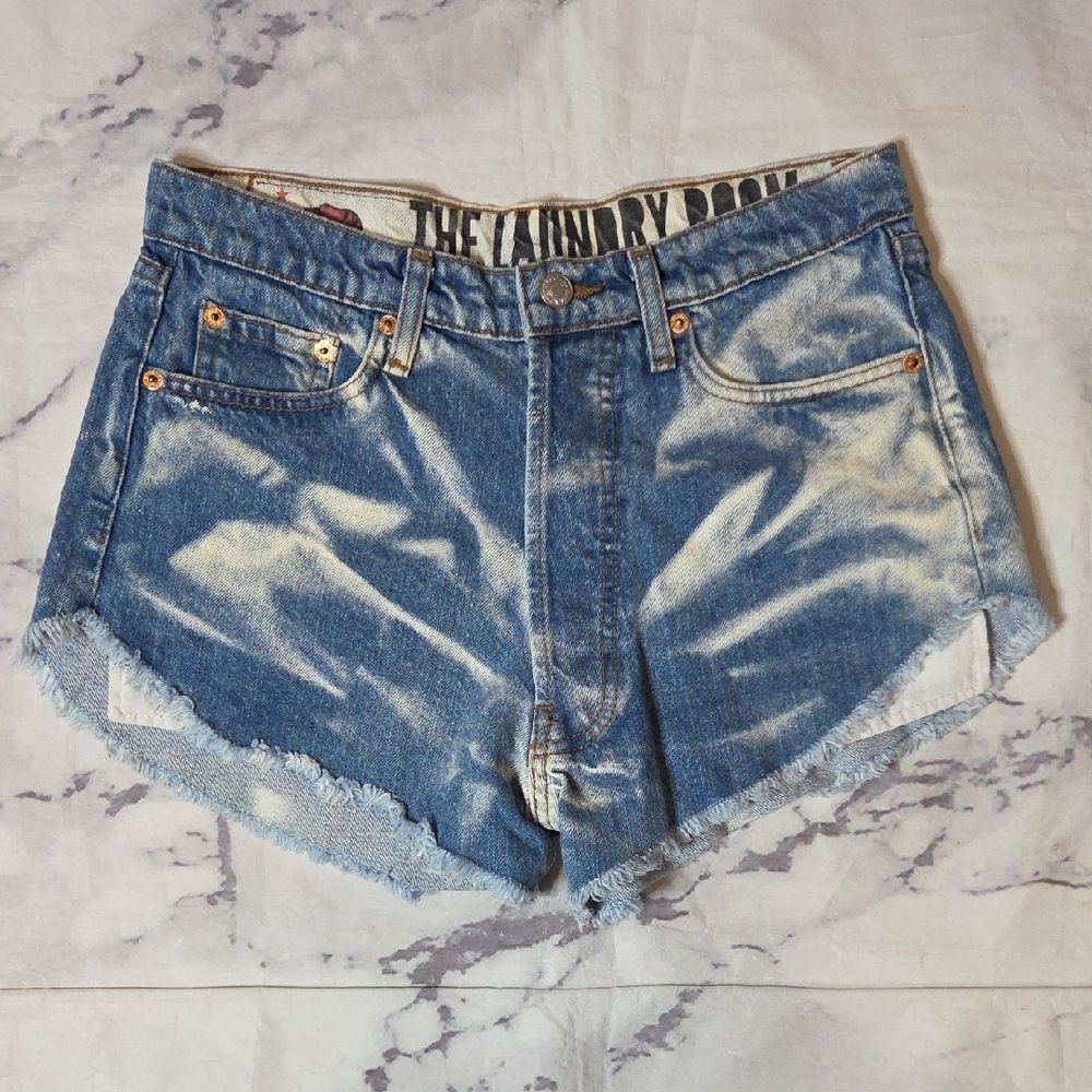 The Laundry Room Eagle Pocket Distressed Faded Blue Jean Shorts